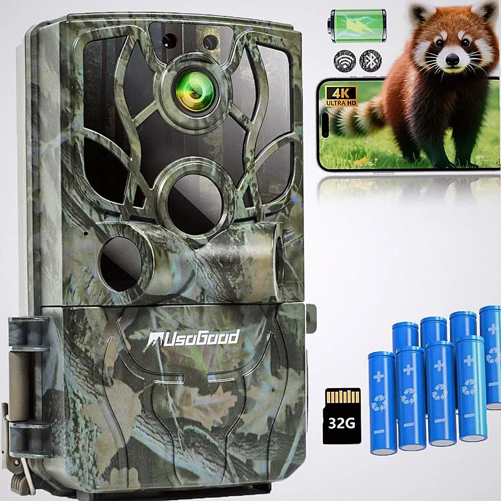48MP 4K Wildkamera WLAN Bluetooth Jagdkamera Nachtsicht mit per Smartphone App