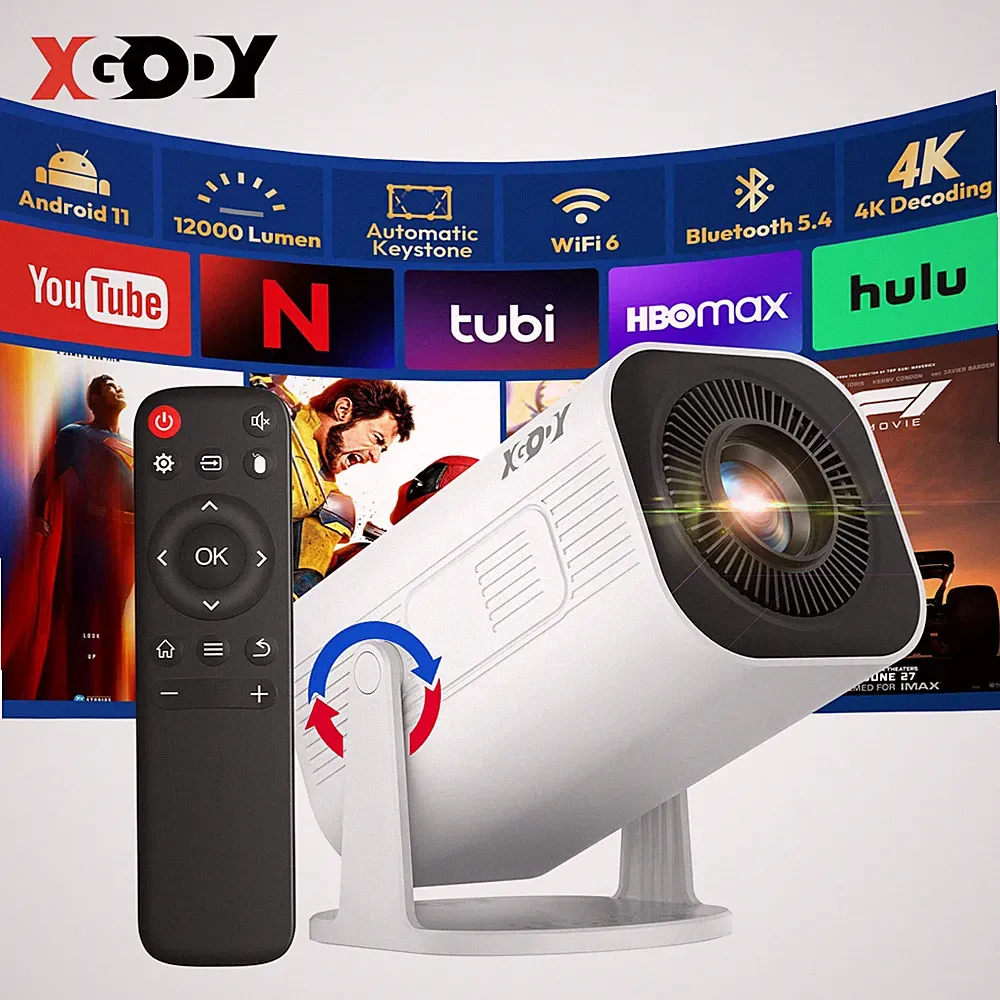 4K 1080p LED Projektor 12000 Lumen WiFi 6 Bluetooth Tragbare Heimkinosysteme