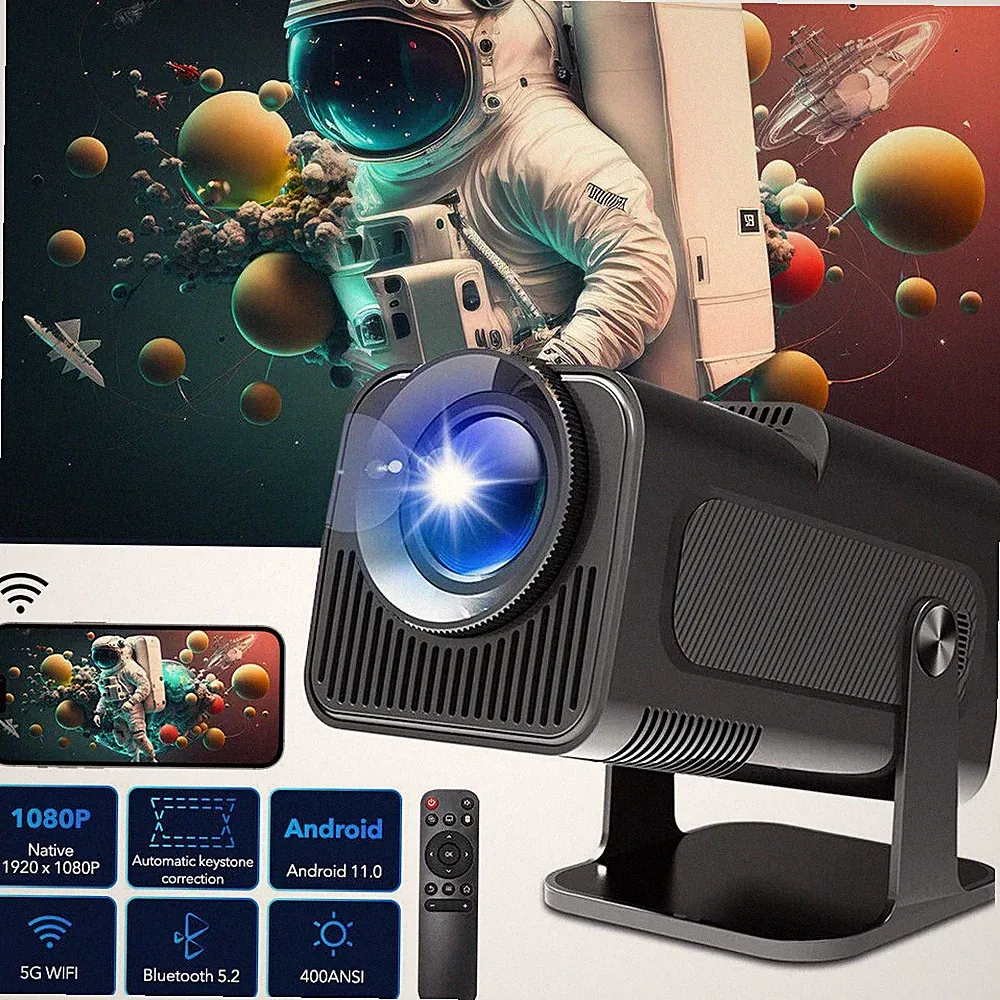 4K 1080P Projektor 5G WLAN Heimkino Beamer LED10000 Lumen Android TV HDMI USB