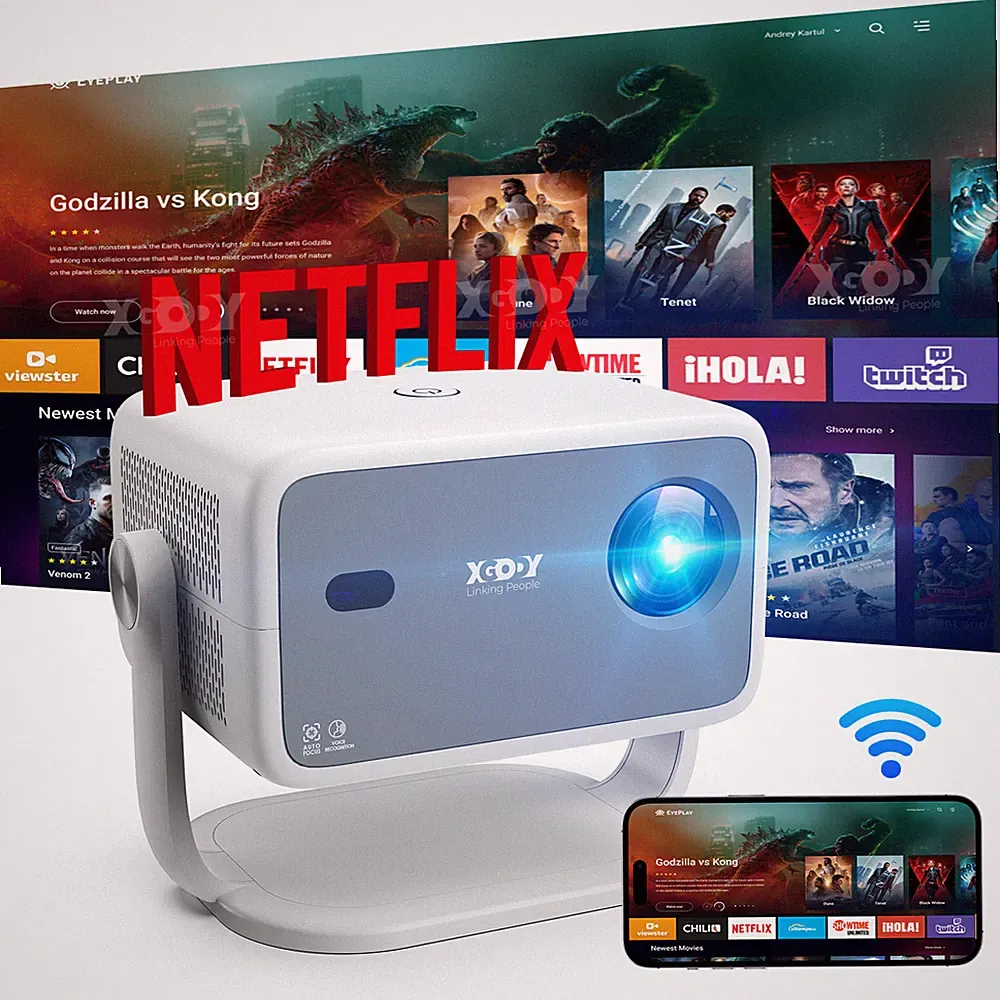 4K 1080P Projektor WiFi 25000 Lumen Beamer Mini Heimkino Android Smart Tragbarer