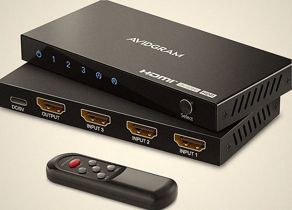 4K 120Hz HDMI Switch 3 in 1 Out, AVIDGRAM 8K 60Hz HDMI Umschalter 3X1 Mit Ir-Fer