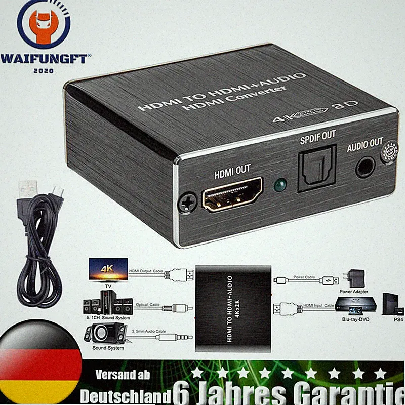 4K*2K HDMI Audio Extractor Splitter Optisch Adapter für Projektoren DVI Monitor