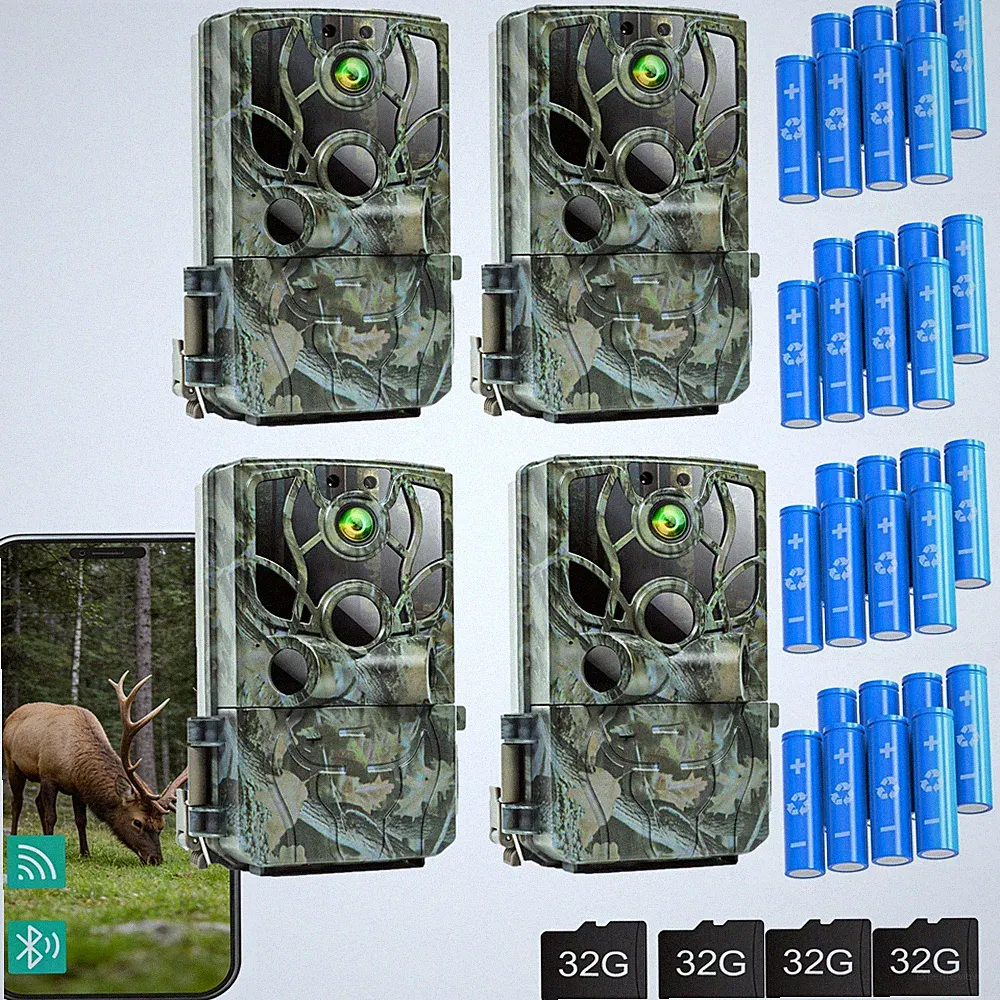 4K 48MP Wildkamera WLAN Bluetooth Jagdkamera Nachtsicht mit per Smartphone App