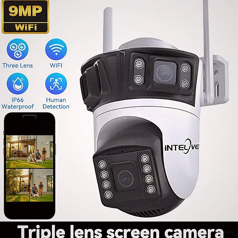4K 9MP Überwachungskamera Aussen 8X ZOOM WLAN PTZ WiFi IP Kamera Outdoor Alert，