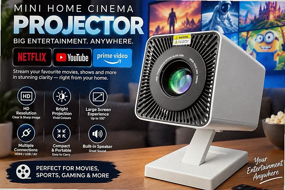 4K Android Beamer Smart WiFi Mini Bluetooth Büro Heimkino HDMI