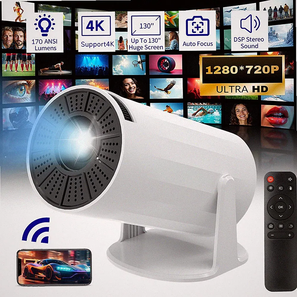 4K Beamer,1080P Full HD Mini Beamer mit WiFi 6 und Bluetooth Android tragbar DHL