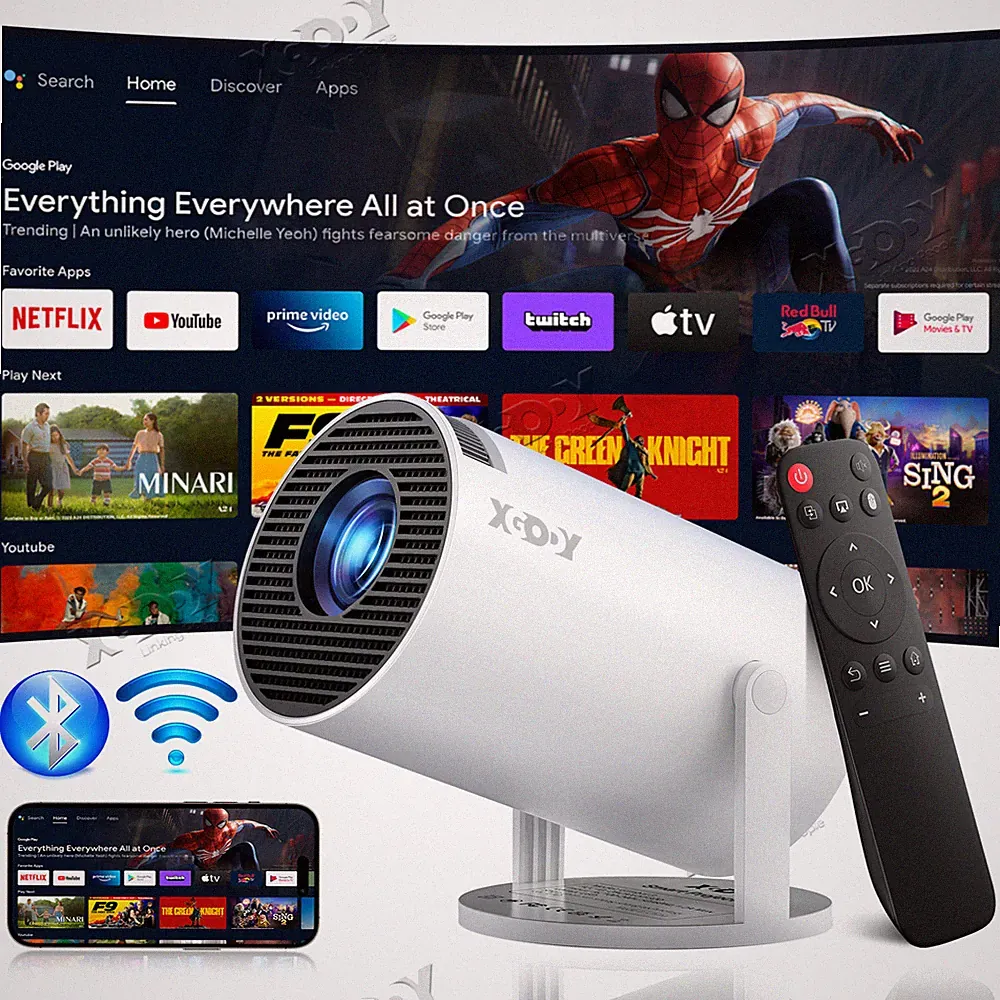 4K Beamer Full HD 1080P LED Projektor Heimkino 5G WiFi Bluetooth HDMI Android TV