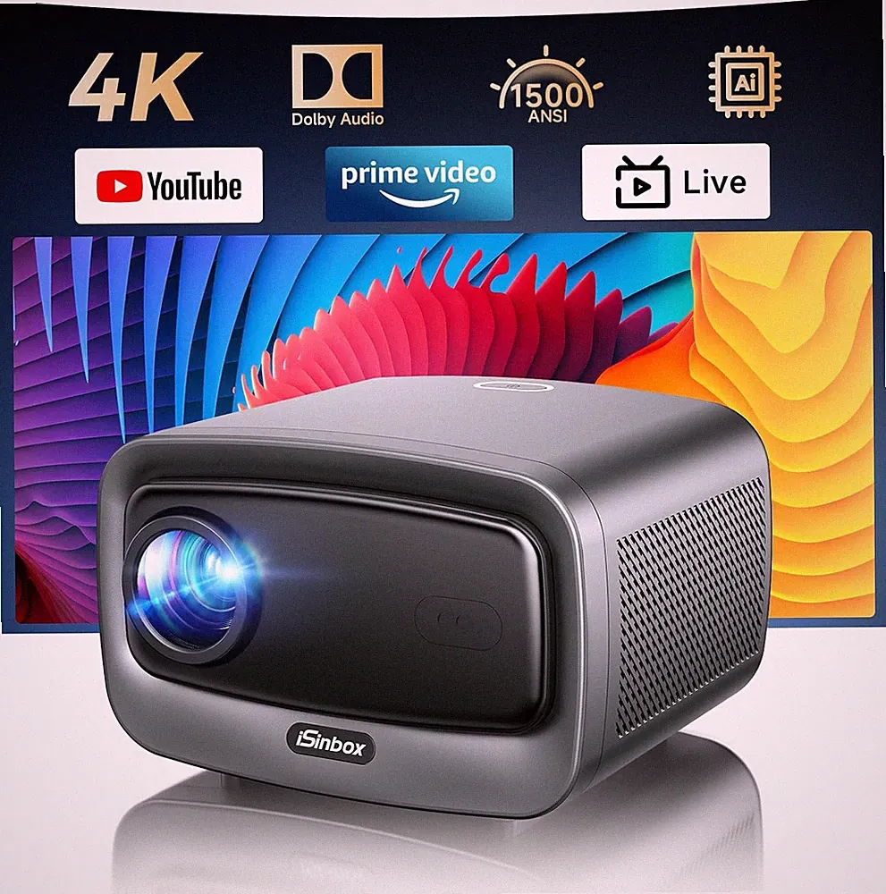 4K Beamer Kompatibel Mit Netflix & Dolby Audio | Isinbox Smart Beamer 1500 ANSI