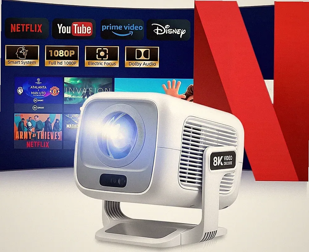 4K Beamer Netflix 700 ANSI Smart Projektor Heimkino Full HD 108