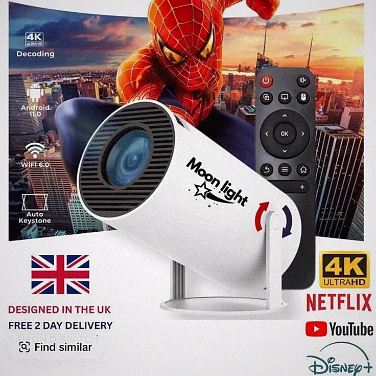 4K Beamer Smart HD LED WiFi Bluetooth HDMI USB Android Büro Heimkino