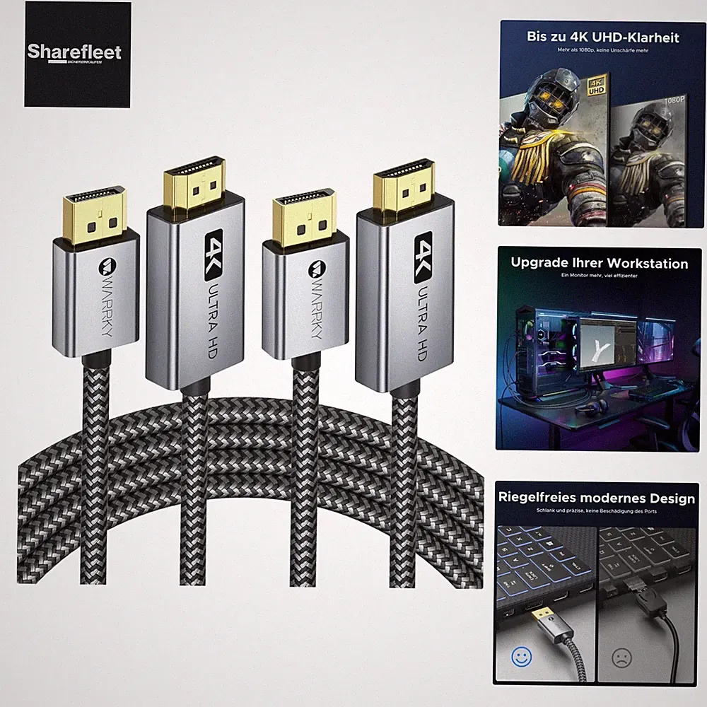 4K DisplayPort auf HDMI Kabel [Vergoldete, Geflochten, Aluminiumhülse], Unidi...