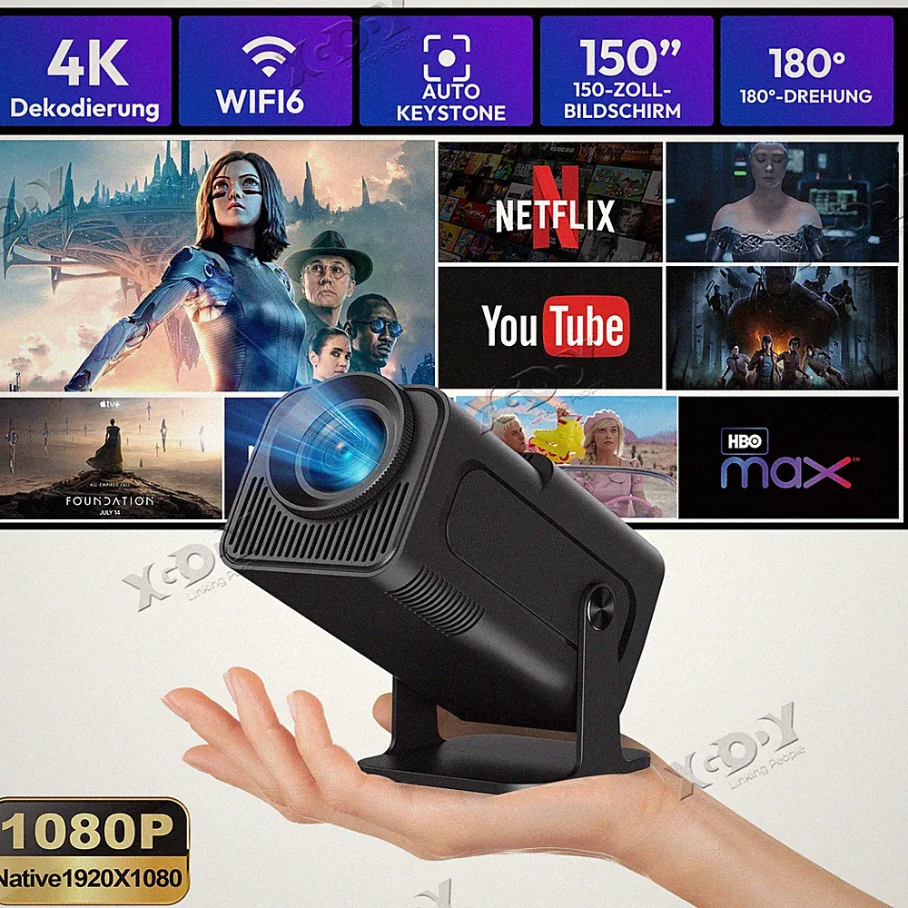 4K FHD 18000LMS Tragbarer 1080P Projektor Beamer heimkino beamer Android TV WIFI