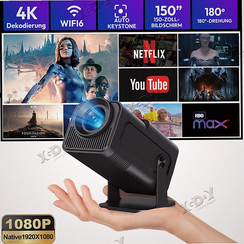 4K FHD Beamer 18000LMS Tragbarer 1080P Projektor heimkino Android WIFI Bluetooth