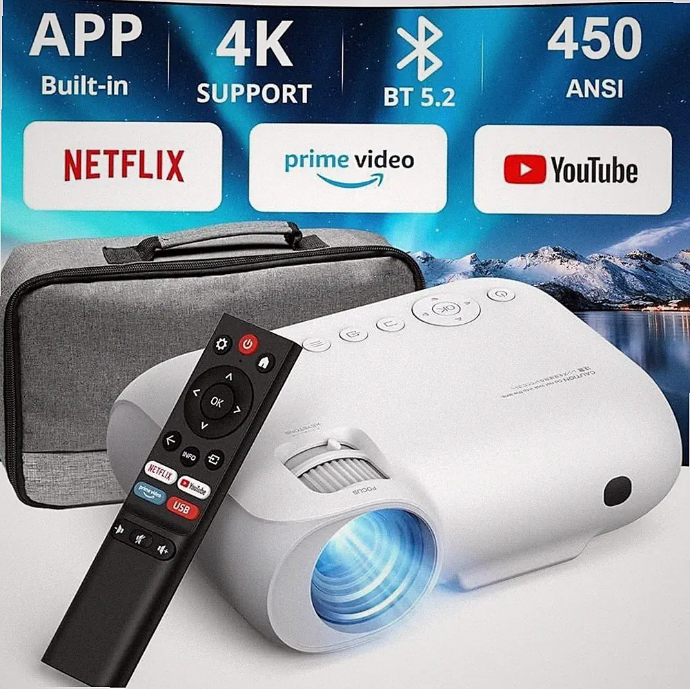 4K Full HD Beamer Heimkino Projektor Bluetooth WLAN Netflix 1080P HDMI USB Smart