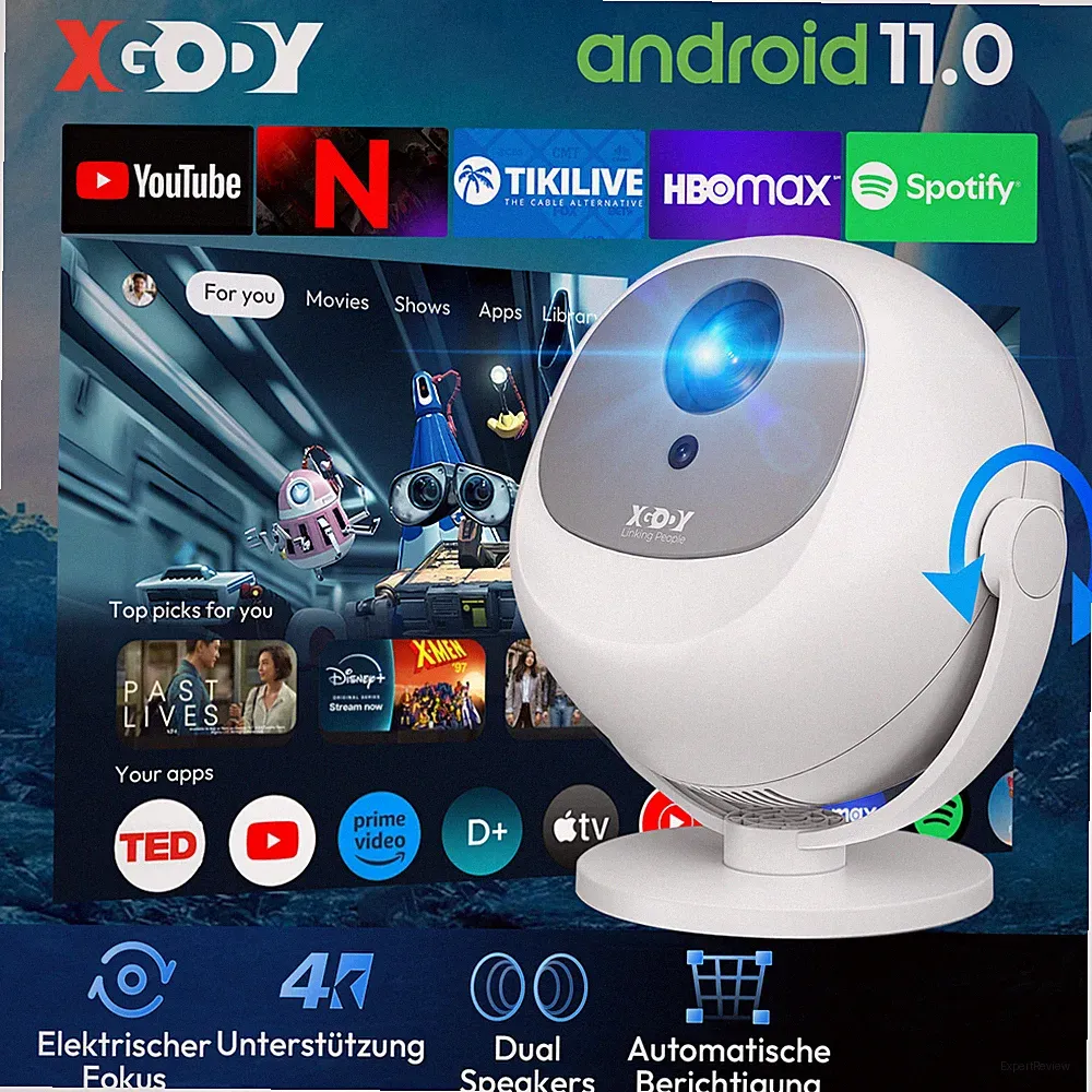 4K HD 12000LMS 5G WiFi Bluetooth Tragbar Projektor 1080P Büro Heimkino Android