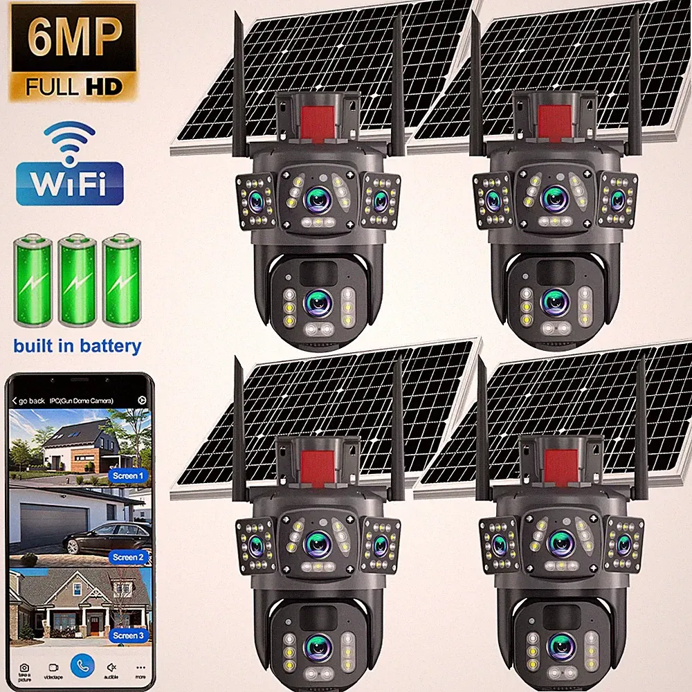 4K HD Solar Kamera FUNK ÜBERWACHUNGSKAMERA Outdoor WLAN WIFI CAMERA Set CCTV PTZ