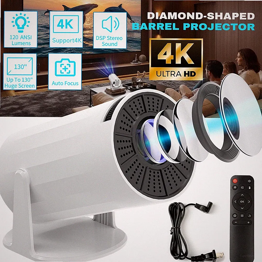 4K Mini Beamer 1080P, 5G WLAN, Bluetooth, LED Heimkino Projektor DHL