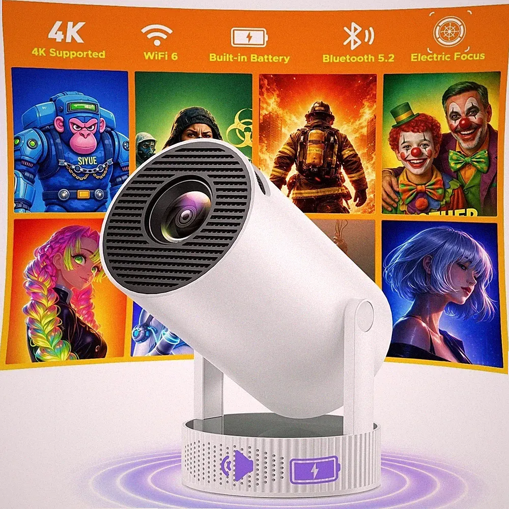 4K Mini Beamer Akku UHD Heimkino Projektor 5G WiFi Bluetooth Android Taschenkino