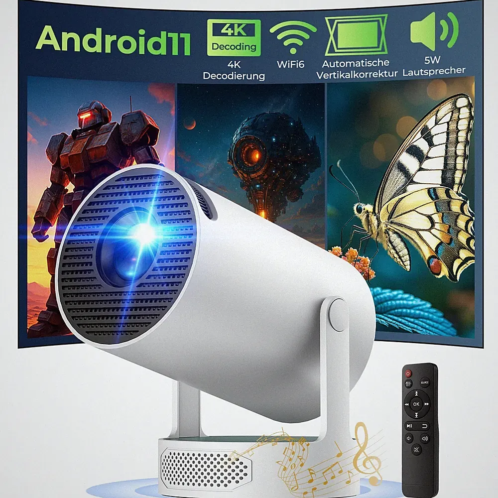 4K Mini Beamer UHD Heimkino Projektor LCD 5G WiFi Bluetooth Android Taschenkino