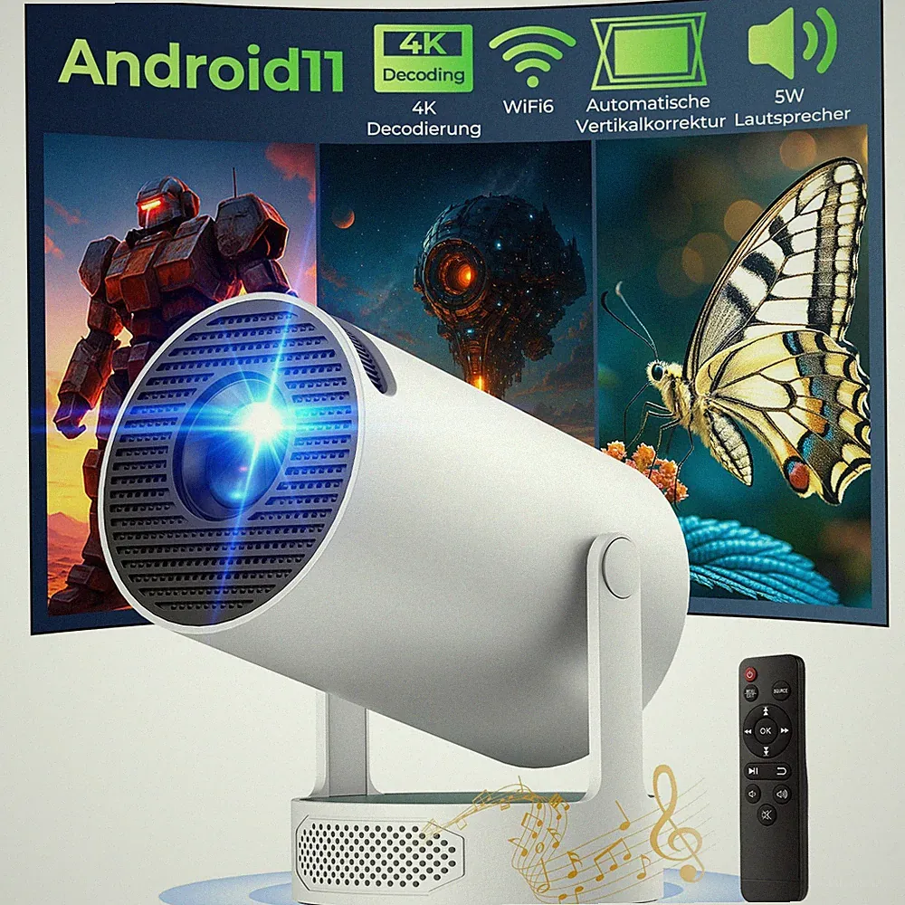 4K Mini Beamer UHD Heimkino Projektor LCD 5G WiFi Bluetooth Android Taschenkino