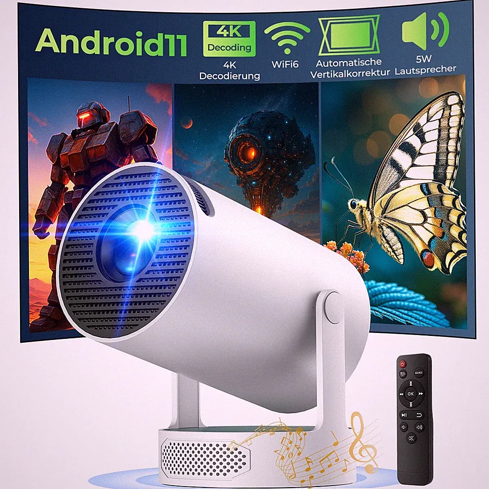 4K Mini Beamer UHD Heimkino Projektor LCD 5G WiFi Bluetooth Android Taschenkino