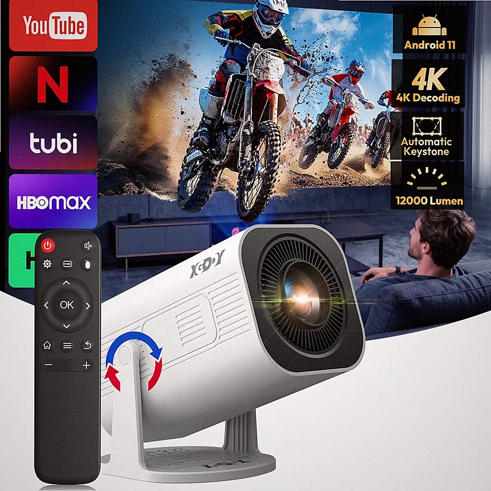 4K Mini Projektor 10000 lumens LED Android 11.0 WiFi Beamer UHD Heimkino 8000:1