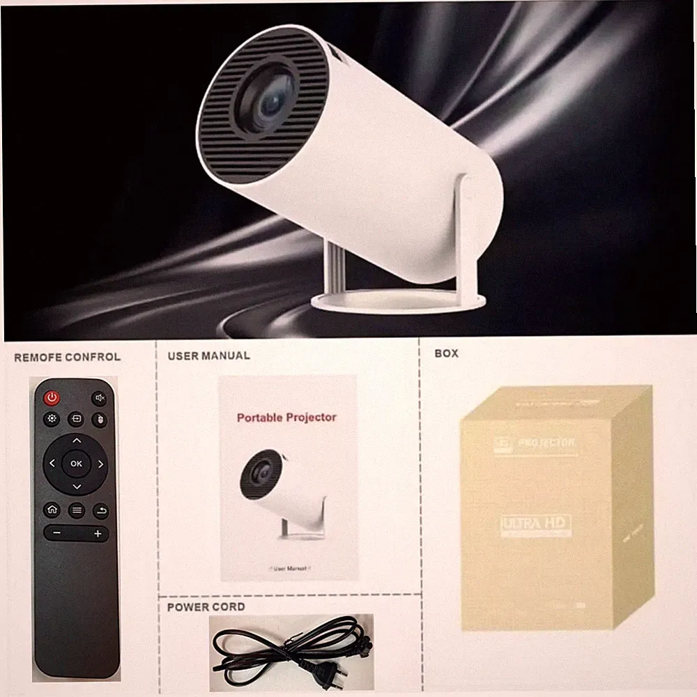 4K Mini Projektor HY300 720P WiFi6 Bluetooth BT5.0 Kino Tragbare Heimkino