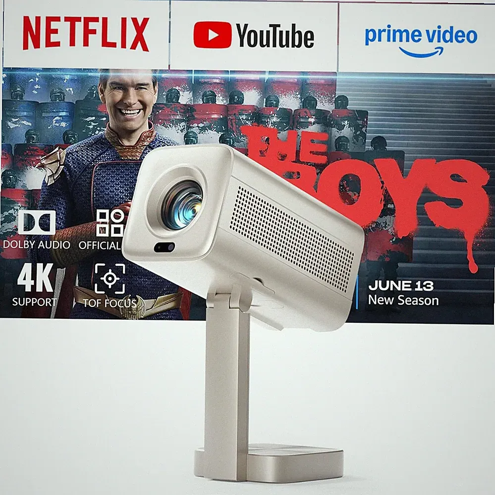4K Mini Projektor mit Netflix App WiFi6 Bluetooth 30000 Lumen