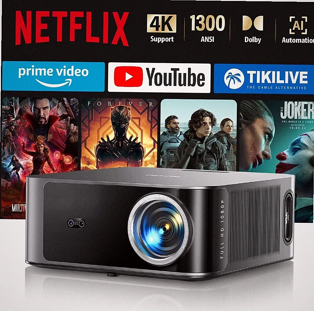 4K Projektor 28000 Lumen Videoprojektor Mit Ständer Autofokus Android Smart