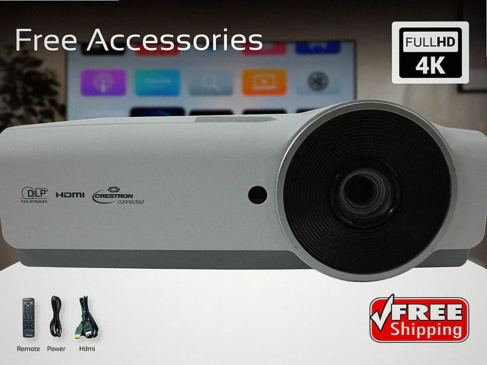 4K Projektor DLP 3600 Lumen für Heimkino Spiele 3D 2160p HDMI W / Paket