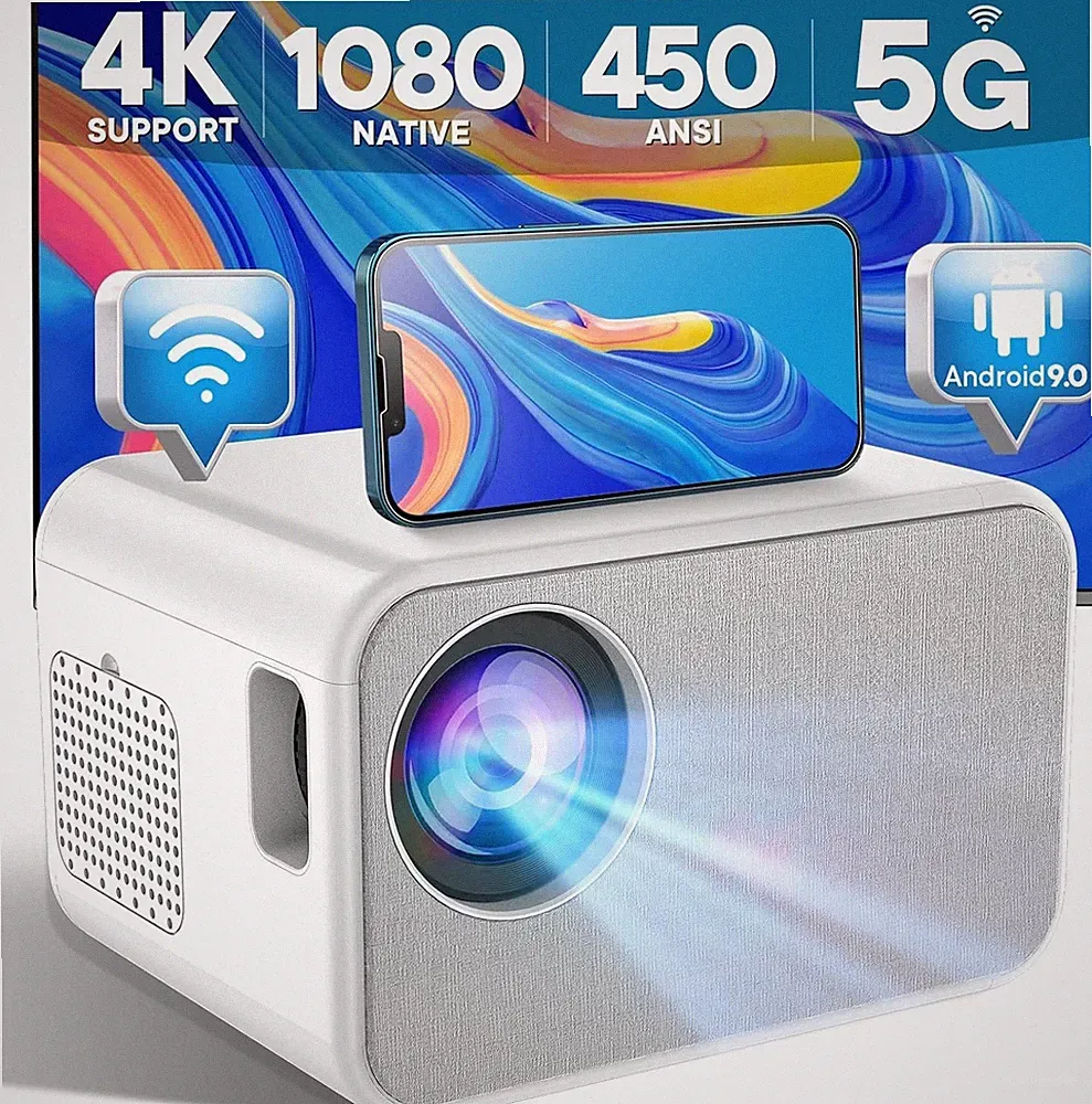 4K Projektor HD Beamer 1080p WiFi Bluetooth HDMI Smart Heimkino tragbar KYASTER
