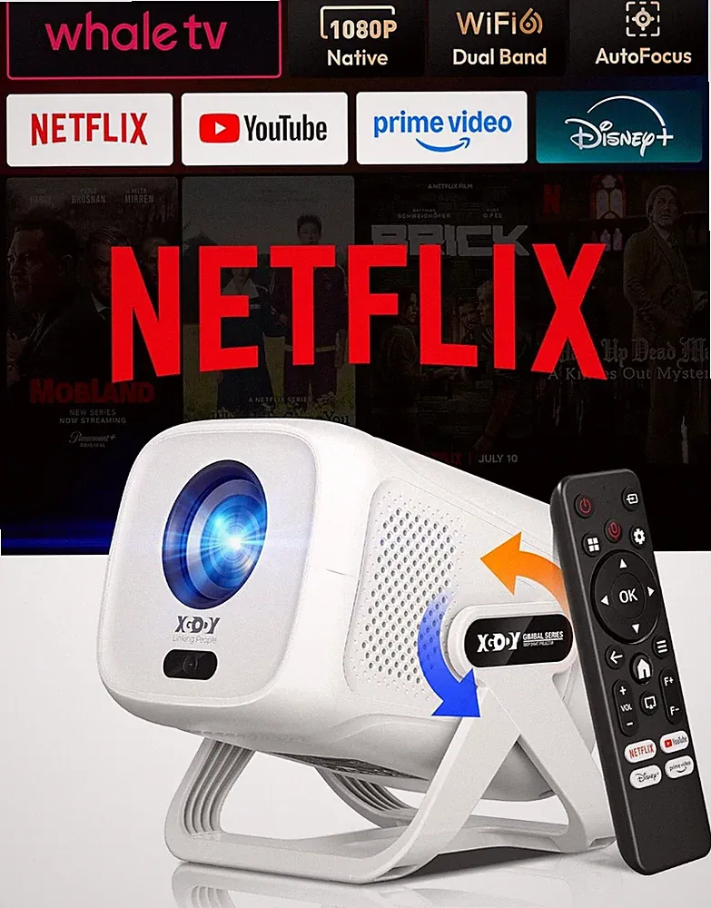 4K Projektor mit WiFi Bluetooth 135 Zoll 1080P