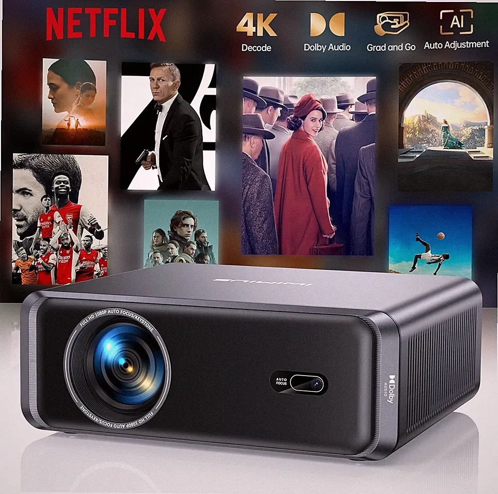 Unterstützter 4K Projektor 22000 Lumen mit Tasche Rucksack Auto Focus Wifi Android TV