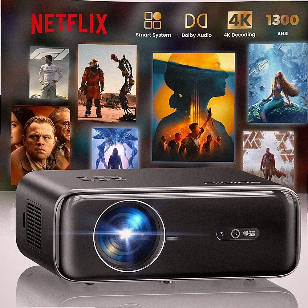 4K Projektor WiFi Bluetooth Outdoor 1300 ANSI Lumen