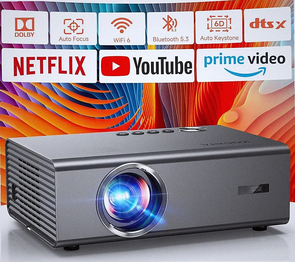 4K Smart Projektor für Schlafzimmer | 1200 ANSI, kompatibel mit Netflix & HDR10 | KO