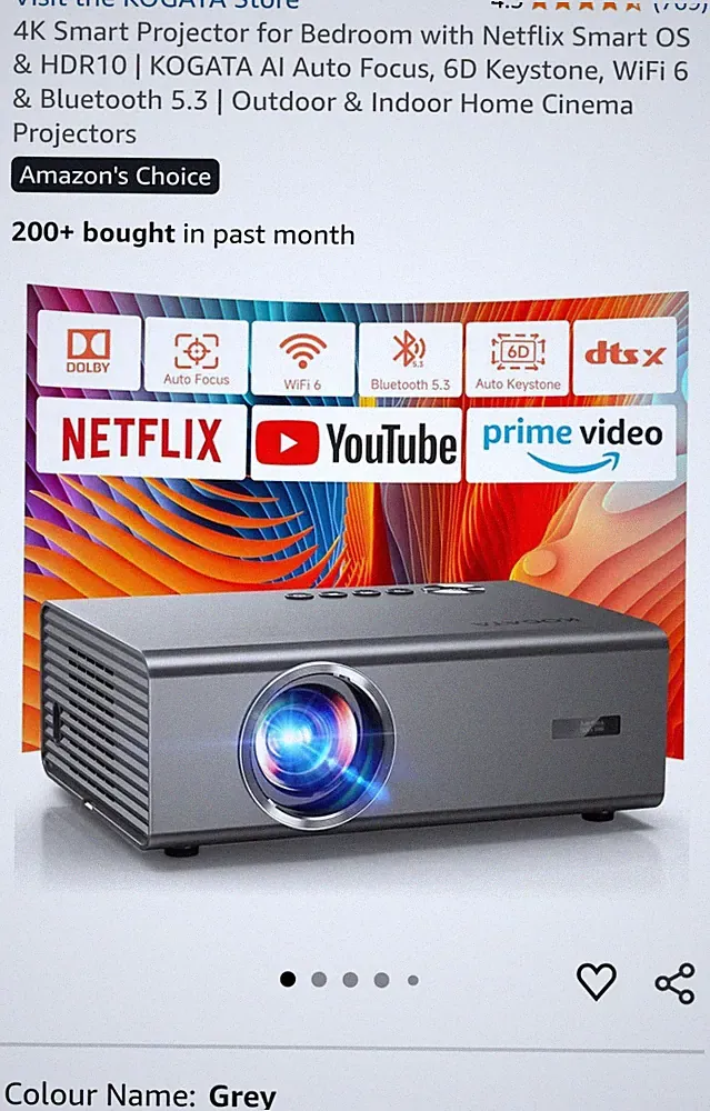 4K Smart Projektor für Schlafzimmer mit Netflix offiziell lizenziert & Dolby Audio