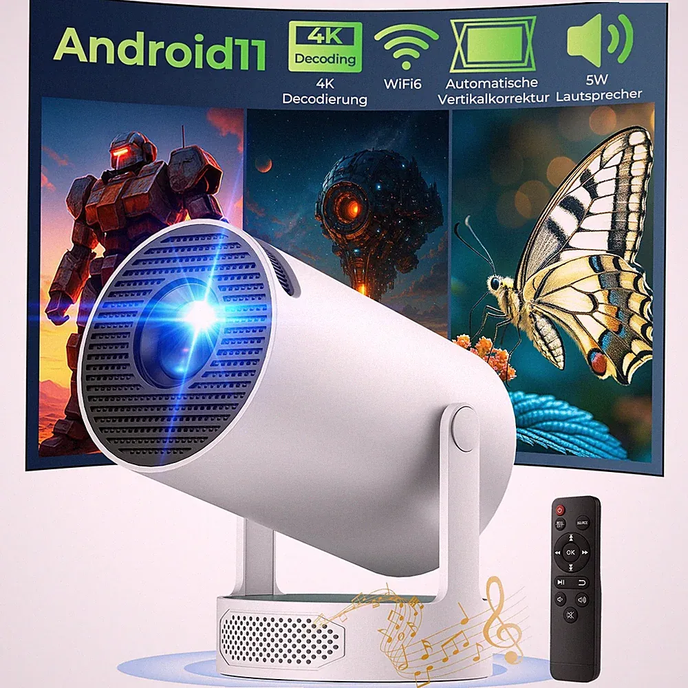 4K UHD Mini Beamer Heimkino LED Projektor 5G WiFi Bluetooth Android Taschenkino