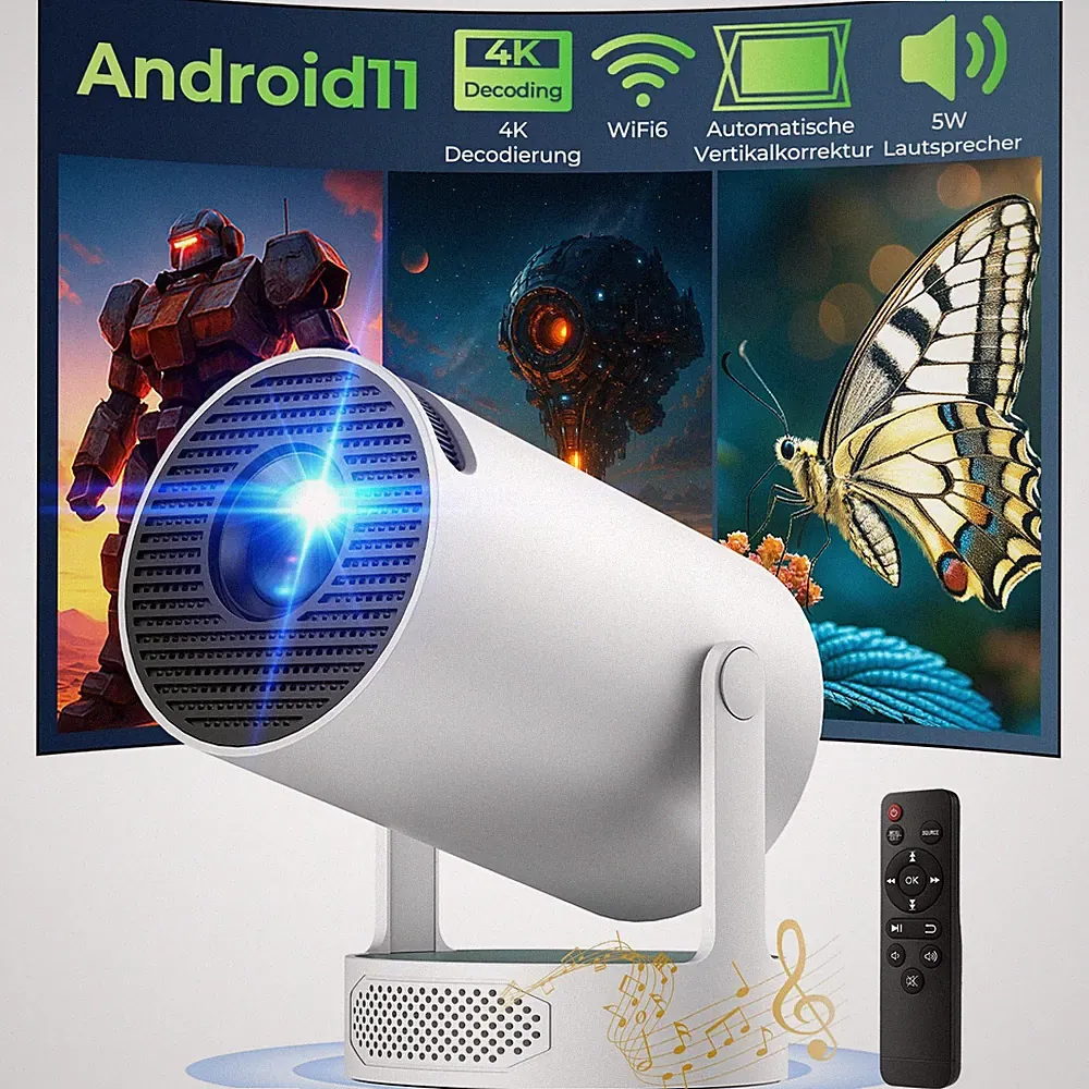 4K UHD Mini Beamer Heimkino LED Projektor 5G WiFi Bluetooth Android Taschenkino