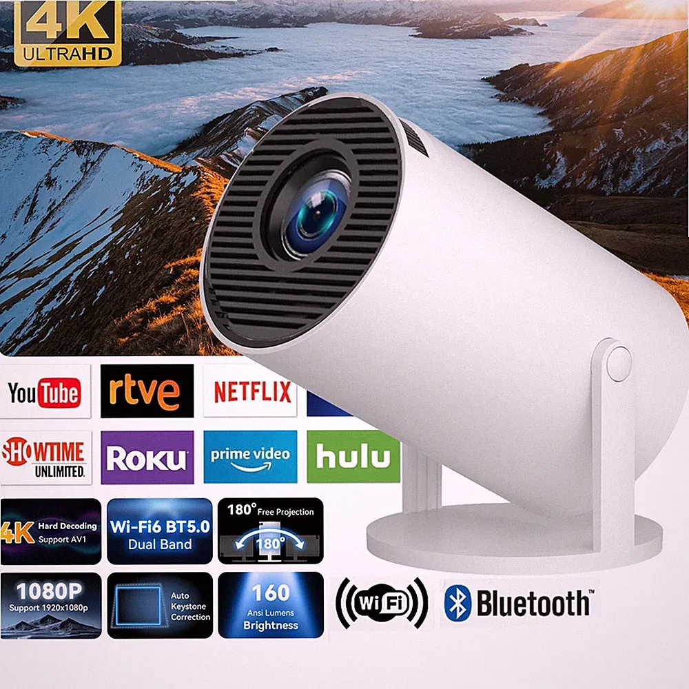 4K UHD Mini Smart Beamer 5G WiFi Heimkino Projektor LED für Bluetooth Android