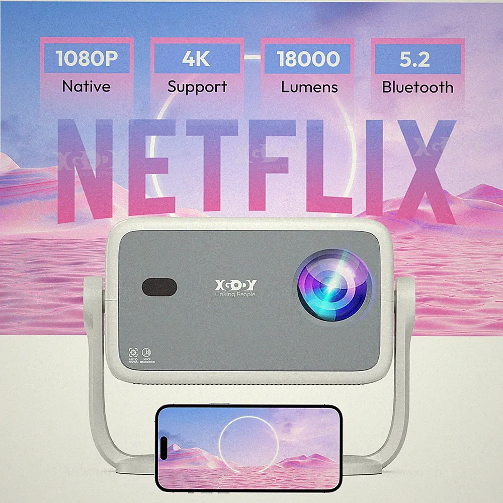4K UHD Projektor True 1080P 500 ANSI Lumen LED Heimkino Beamer 5G WiFi Bluetooth