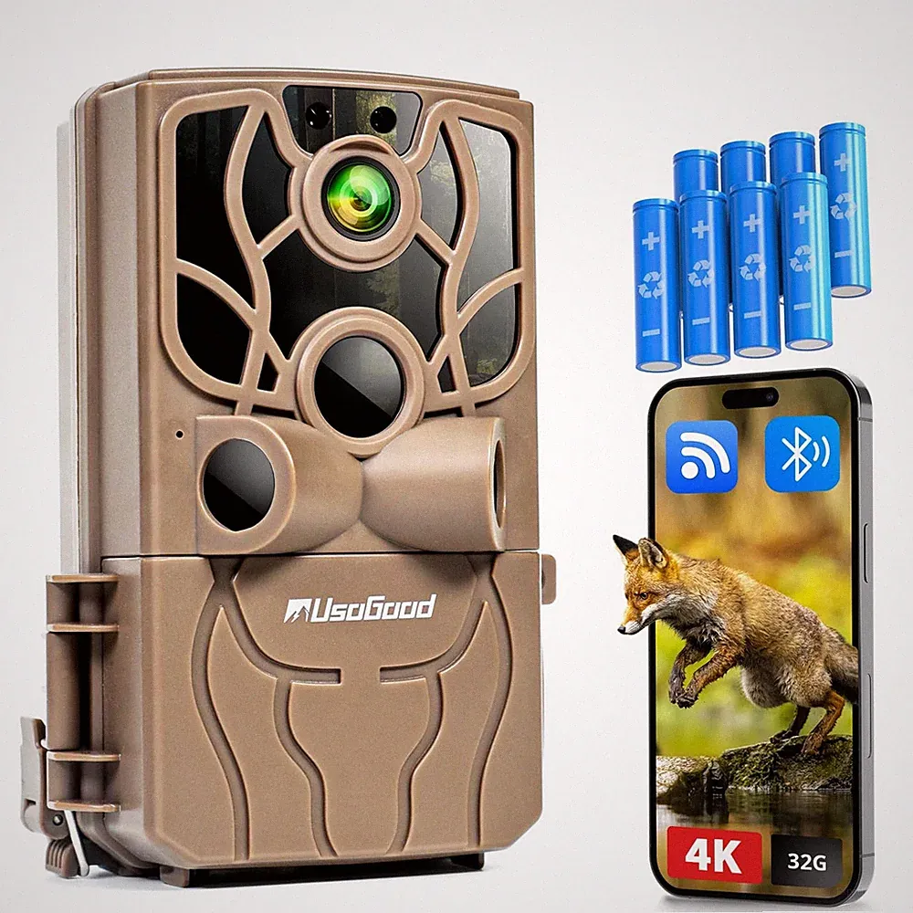 4K Video Wildtierkamera, 60MP Full HD WLAN mit Handyübertragung APP Nachtsicht