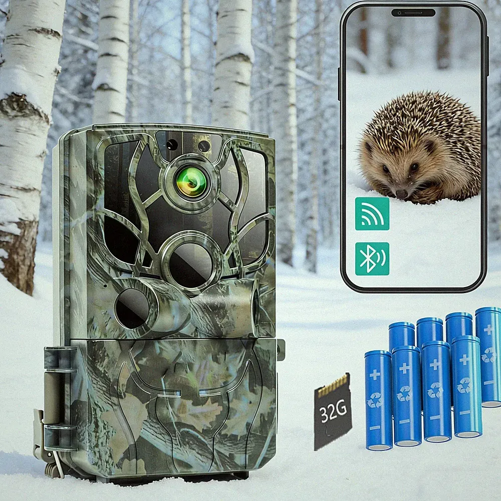 4K Wildkamera WLAN, 48MP Full HD Wildkamera mit Handyübertragung App Nachtsicht