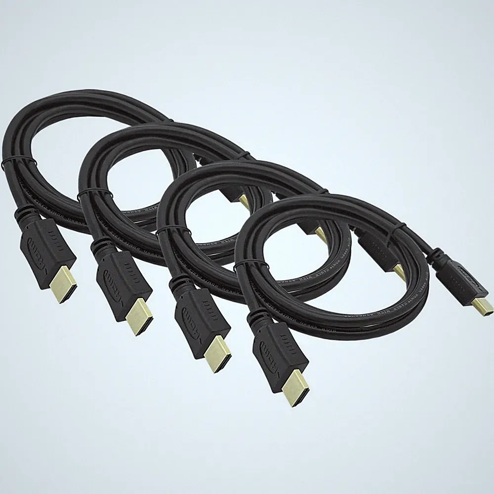 4x 1,5m HDMI Kabel 2160p HD 4K vergoldet Ethernet High Speed UHD 3D TV Sat Dolby