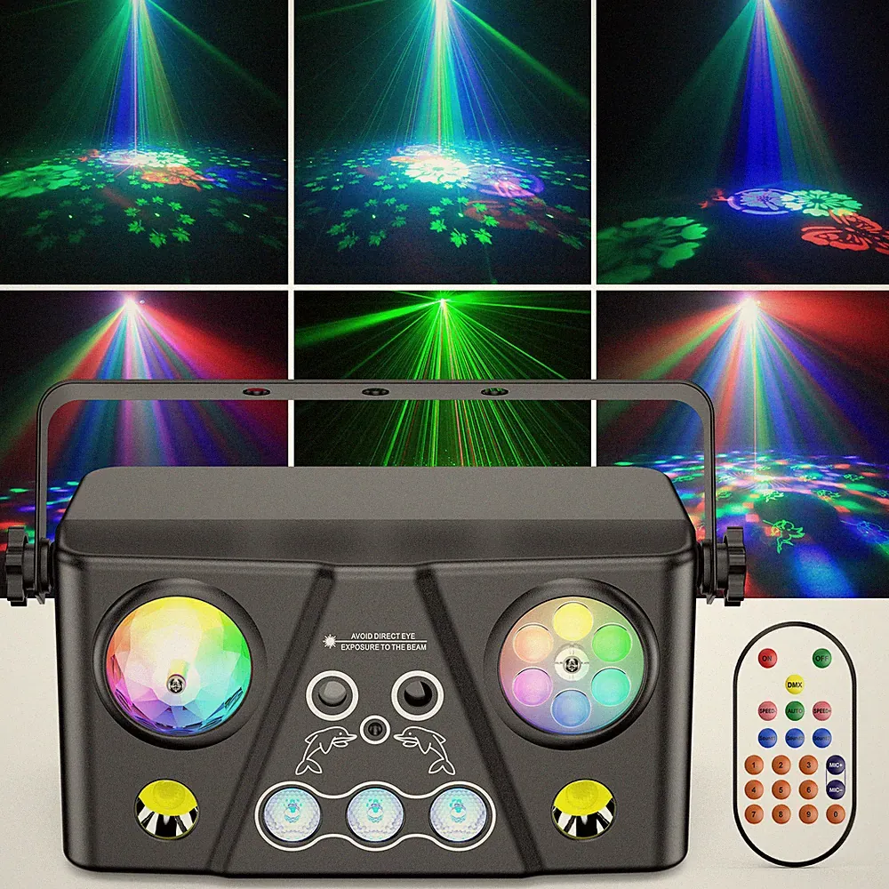 5in1 LED Laser Beamer mit RGB Discokugel DMX Bar Bühnenlicht inkl. Fernbedienung