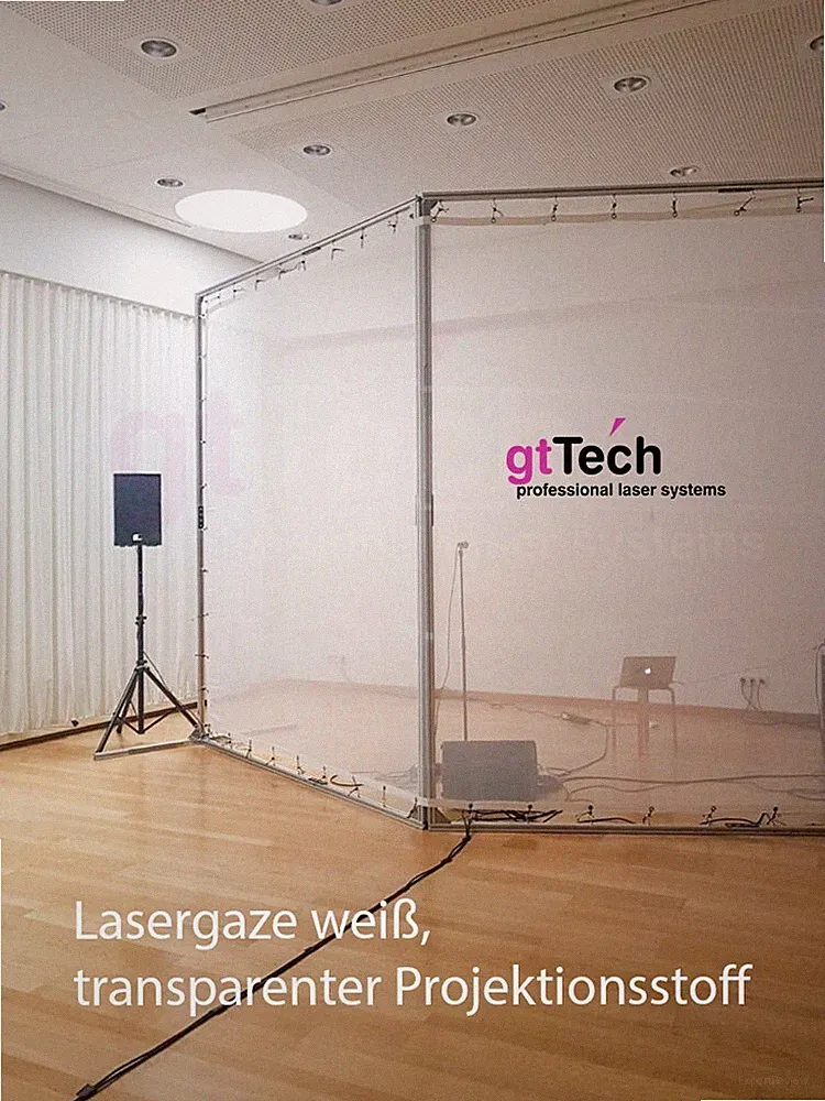5m x 3m Lasergaze weiß, konfektioniert mit Taschen, Laser, Beamer, Video