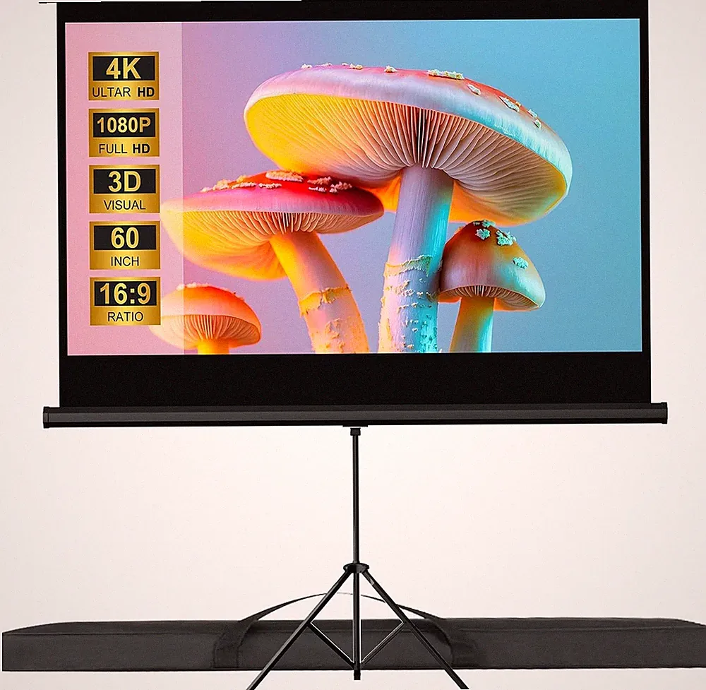 60" Beamer Leinwand Mit Stativ Dreibein Tragbar Projektionsleinwand 16:9 4K HD