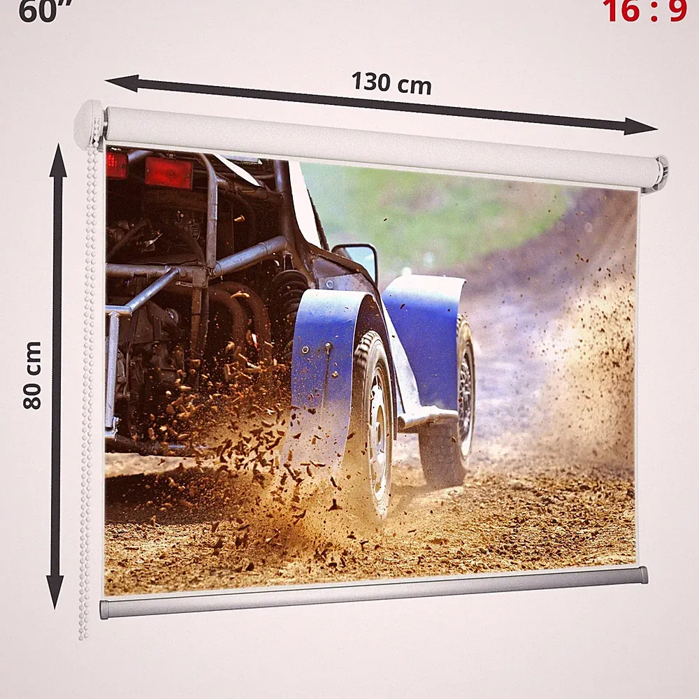 60" Beamer Leinwand Projektorleinwand 16:9 130x80 cm Heimkino Rollo Screen HD