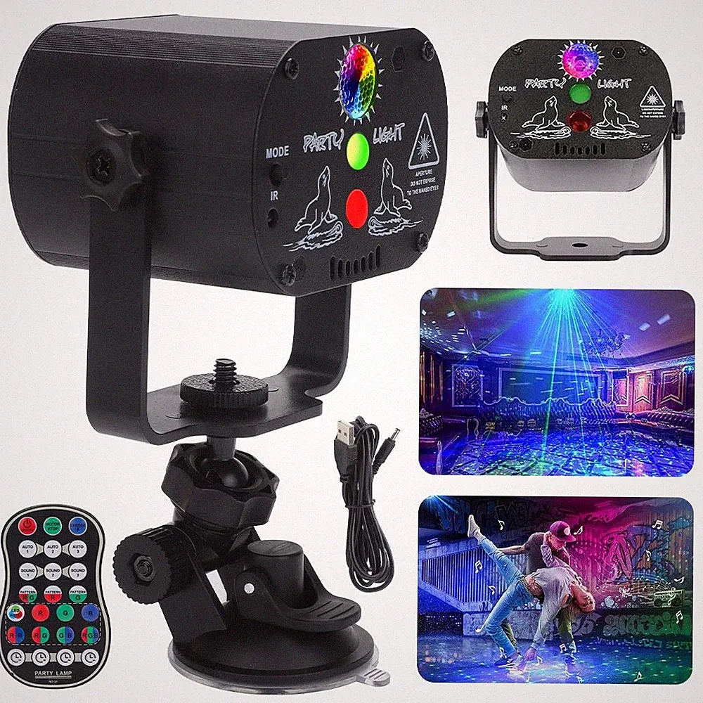 60 Muster LED Laser Projektor RGB UV Partylicht Musikgesteuert DJ Lichteffekt