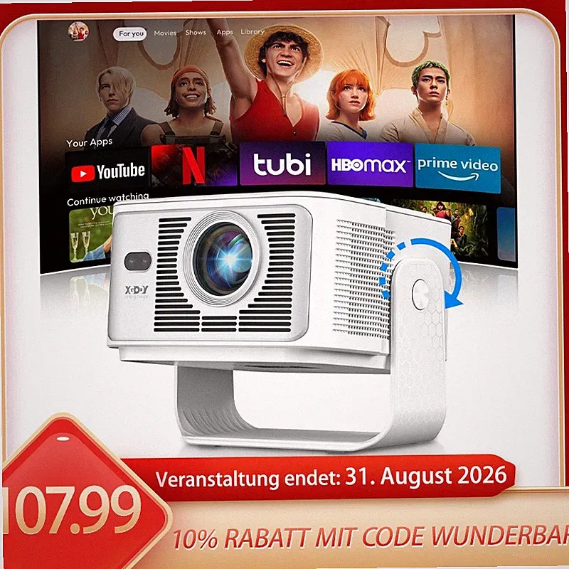 65000 Lumen 8K Smart Projektor HD Beamer WiFi Bluetooth HDMI Android Heimkino