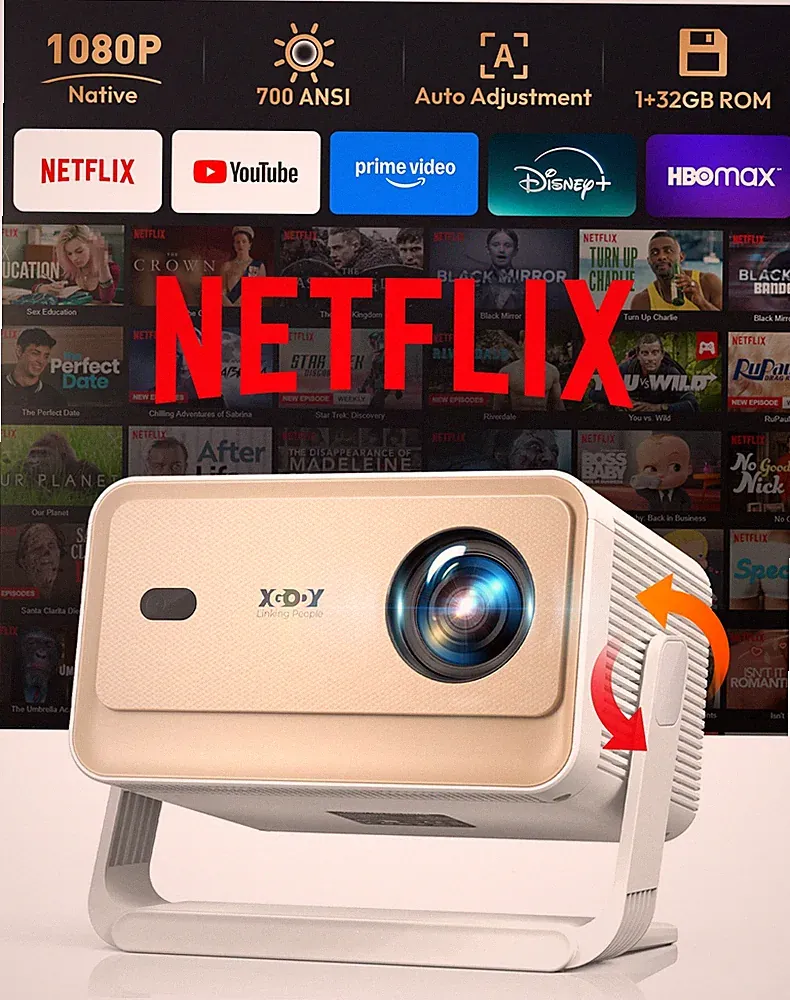 700 ANSI Beamer Netflix Offizieller Android Projektor Sprachsteuerung Heimkino